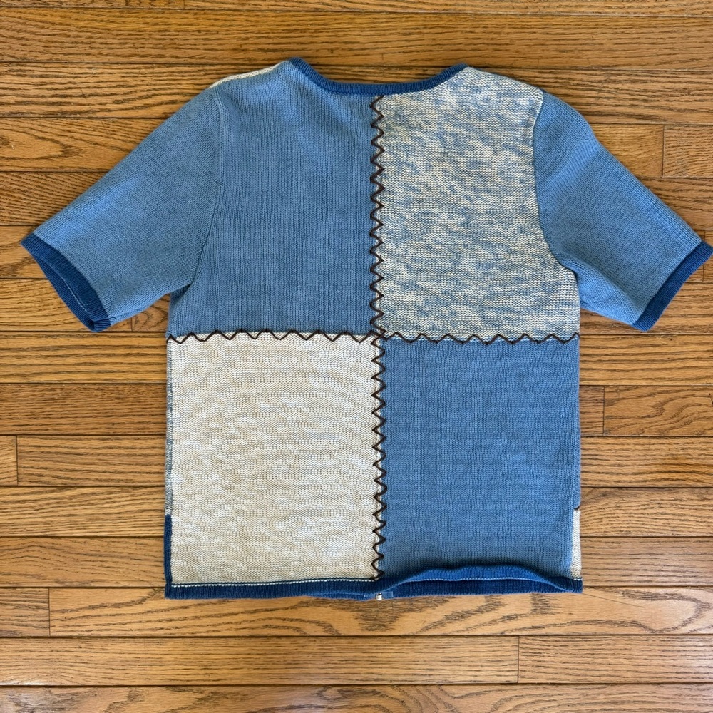 Vintage Christopher & Banks Blue and Cream Geometric Pattern Shirt - Picture 3 of 3